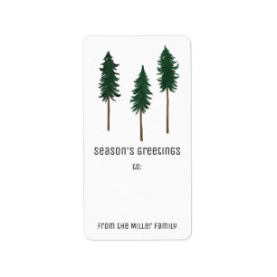 Minimalistische Kiefern Weihnachtsgeschenk CUSTOM Adressaufkleber
