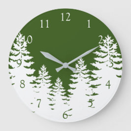 Minimalistische Kiefernbaum-Silhouette personalisi Große Wanduhr