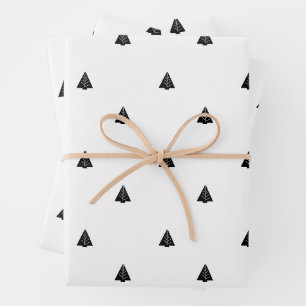 Minimalistische Kiefernbäume Weihnachtspapier Geschenkpapier Set