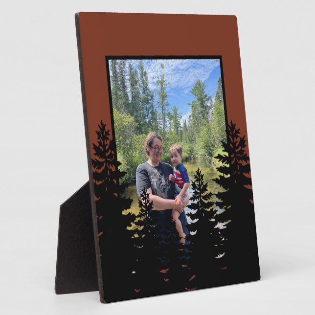 Minimalistische Kiefernlinie zeichnend braune Sien Fotoplatte (Seite)
