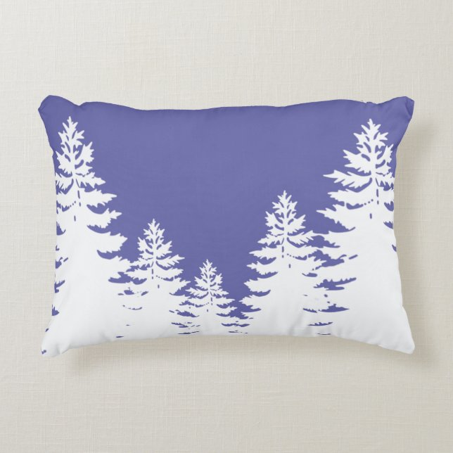Minimalistische Kiefernwälder Silhouette Dekokissen (Vorderseite)