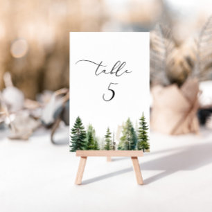 Minimalistische Kiefernwälder Tischnummer