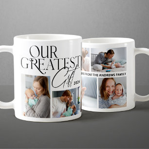 Minimalistische Kinderankündigung 6 Foto Weihnacht Kaffeetasse