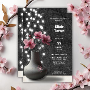 Minimalistische Kirschblüten-Blumen-Baby-Party Einladung