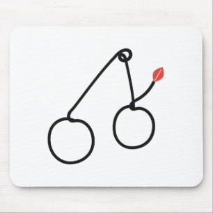 Minimalistische Kirschen, One-Line-Kunst mit rotem Mousepad