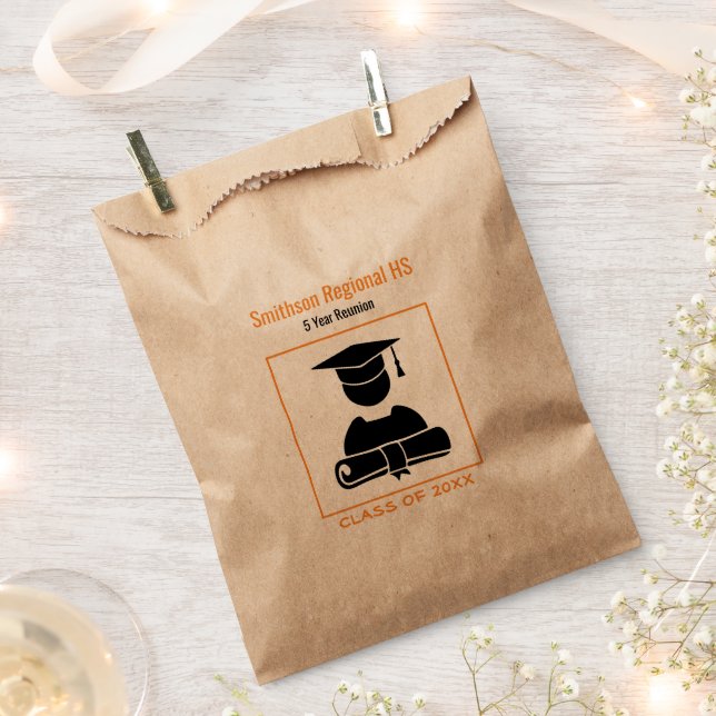 Minimalistische Klasse Wiedersehen Schwarz Orange  Geschenktütchen (Ausgeschnitten)