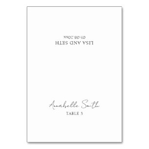 Minimalistische klassische Hochzeitsplatzkarte Tischnummer