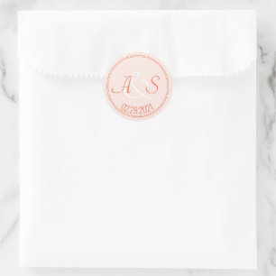 Minimalistische klassische Hochzeitstiege und Datu Runder Aufkleber