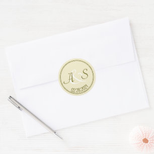 Minimalistische klassische Hochzeitstile und Datum Runder Aufkleber
