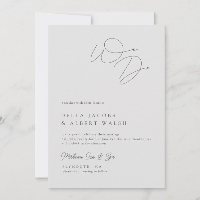 Minimalistische klassische Kalligrafie leichte gra Einladung (Vorderseite)