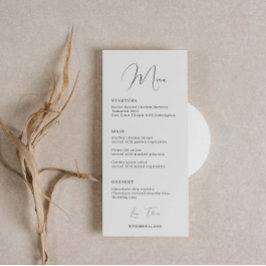 Minimalistische Klassische Schriftart-Hochzeitkart Menükarte
