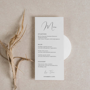 Minimalistische Klassische Schriftart-Hochzeitkart Menükarte
