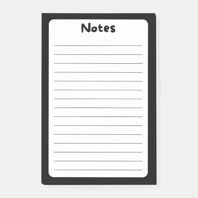 Minimalistische klassische Schwarz-Weiß-Post-It®-N Post-it Klebezettel (Vorderseite)