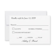 Minimalistische klassische Schwarz-Weiß-RSVP-Karte