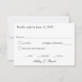 Minimalistische klassische Schwarz-Weiß-RSVP-Karte RSVP Karte