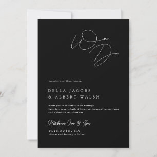 Minimalistische klassische Schwarze Hochzeit Einladung