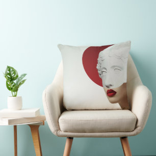 Minimalistische klassische Skulptur Moderner roter Kissen