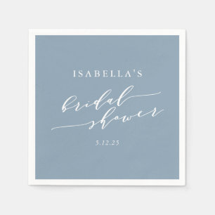 Minimalistische klassische staubblaue Bridal Showe Serviette