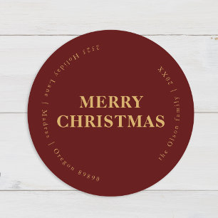 Minimalistische klassische Weihnachts-Rote Umschla Runder Aufkleber