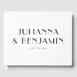 Minimalistische, klassische, weiße Hochzeit Gästebuch