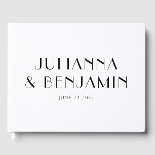 Minimalistische, klassische, weiße Hochzeit Gästebuch