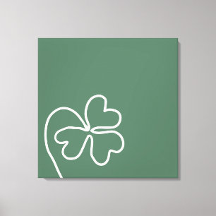Minimalistische Kleeblattlinie, die grün Zeichne Leinwanddruck