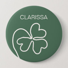 Minimalistische Kleeblattlinie Zeichne grüne Benut Button