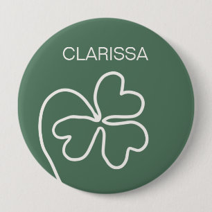 Minimalistische Kleeblattlinie Zeichne grüne Benut Button