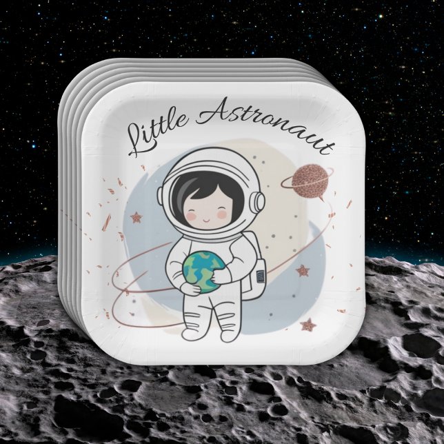Minimalistische Kleine Astronautenpuppe Pappteller (Von Creator hochgeladen)