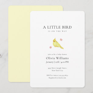 Minimalistische kleine florale Vogel-Baby-Party  Einladung