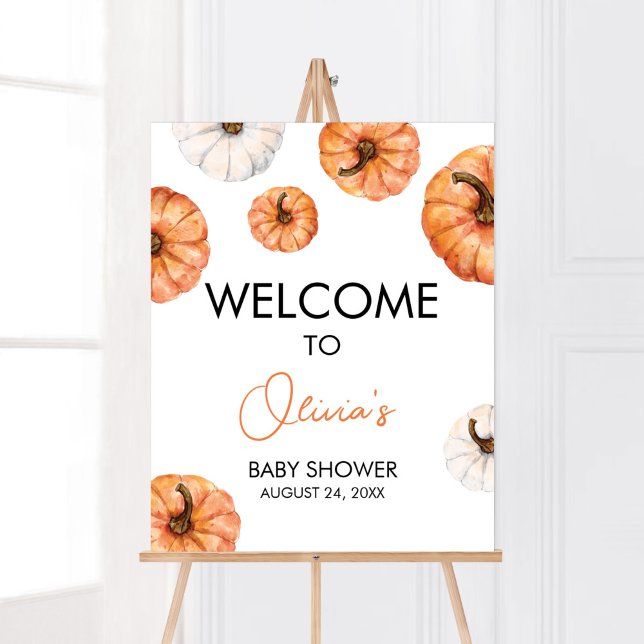 Minimalistische kleine Pumpkin Baby Dusche Willkom Poster (Minimalist Pumpkin Baby Shower Welcome Sign)