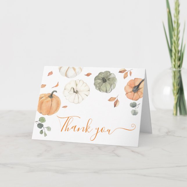 Minimalistische kleine Pumpkin-Kinderdusche Dankeskarte (Vorderseite)