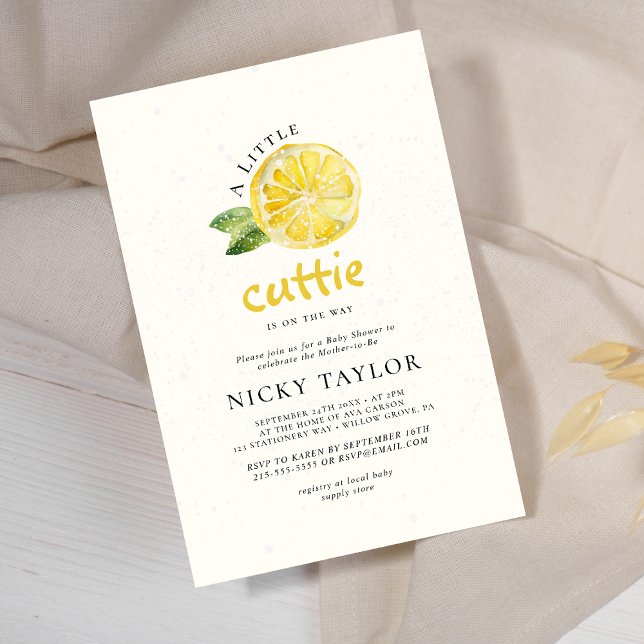 Minimalistische kleine Süsse Citrus Baby Dusche Einladung (Von Creator hochgeladen)