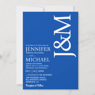 Minimalistische kobaltblaue Ozeanblaue Hochzeit Einladung