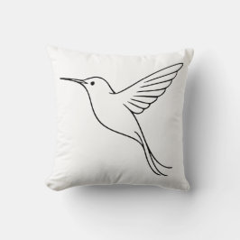 Minimalistische Kolibri-Linienkunst im Flug Kissen