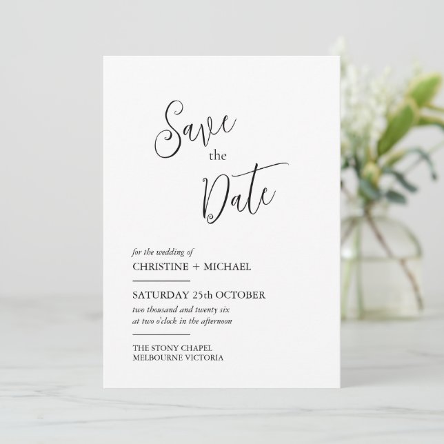Minimalistische Konstruktion Save the Date Karte (Stehend Vorderseite)