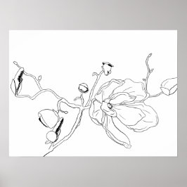 Minimalistische Kontur Single Magnolia Bloom Poster