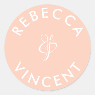 Minimalistische Korallenhochzeit Personalisierte N Runder Aufkleber