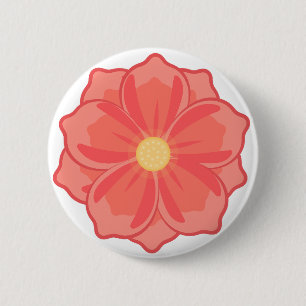 Minimalistische korallenrosa Blüten-Grafik Button