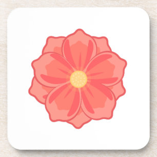 Minimalistische korallenrosa Blüten-Grafik Getränkeuntersetzer