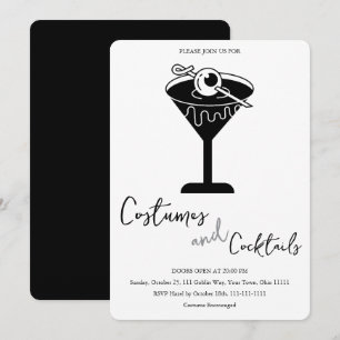Minimalistische Kostüme und Cocktails Halloween-Pa Einladung