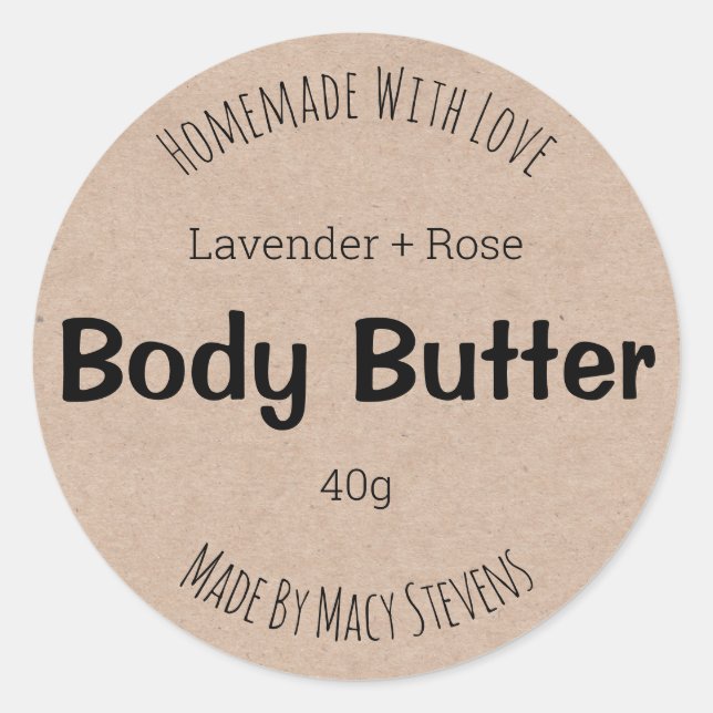Minimalistische Kraft Body Butter Einfache Etikett Runder Aufkleber (Vorderseite)