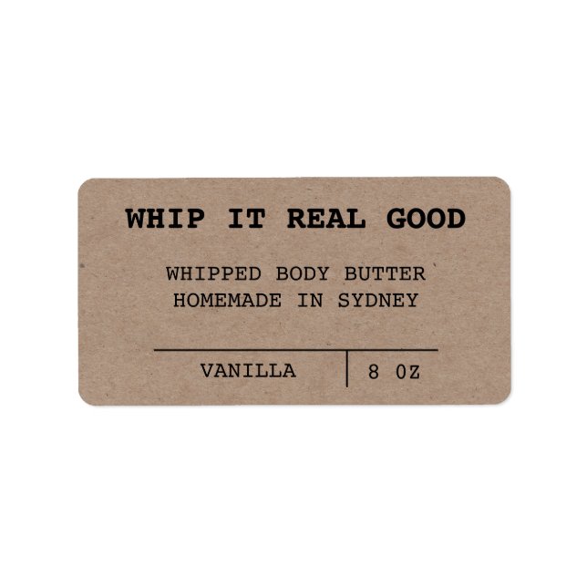 Minimalistische Kraft Body Butter Labels Adressaufkleber (Vorne)