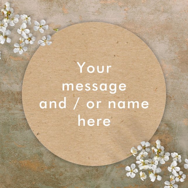 Minimalistische Kraft Personalisiert Runder Aufkleber (Minimalist Rustic Kraft Personalized Classic Round Sticker)