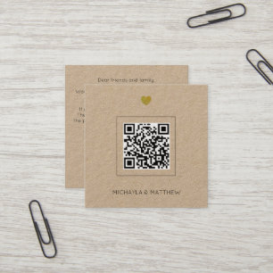Minimalistische Kraft QR Code Hochzeitsempfehlung Quadratische Visitenkarte