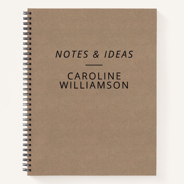 Minimalistische Kraft Style Personalisiert Name No Notizbuch (Vorderseite)