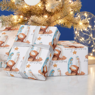 Minimalistische Krippe Frohe Weihnachten Geschenkpapier