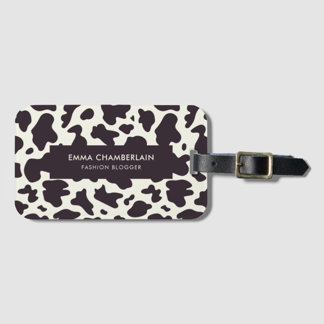 Minimalistische Kuh Print Modern Custom Luggage Ta Gepäckanhänger (Vorderseite (Horizontal))