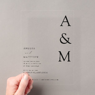 Minimalistische kühne Monogramm-Typografie Hochzei Acryleinladungen