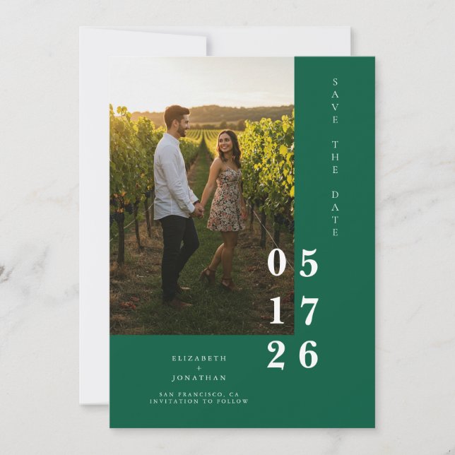 Minimalistische, kundenspezifische Hochzeit Save The Date (Vorderseite)